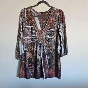 Apt. 9 Brown and Tan Patterned Top